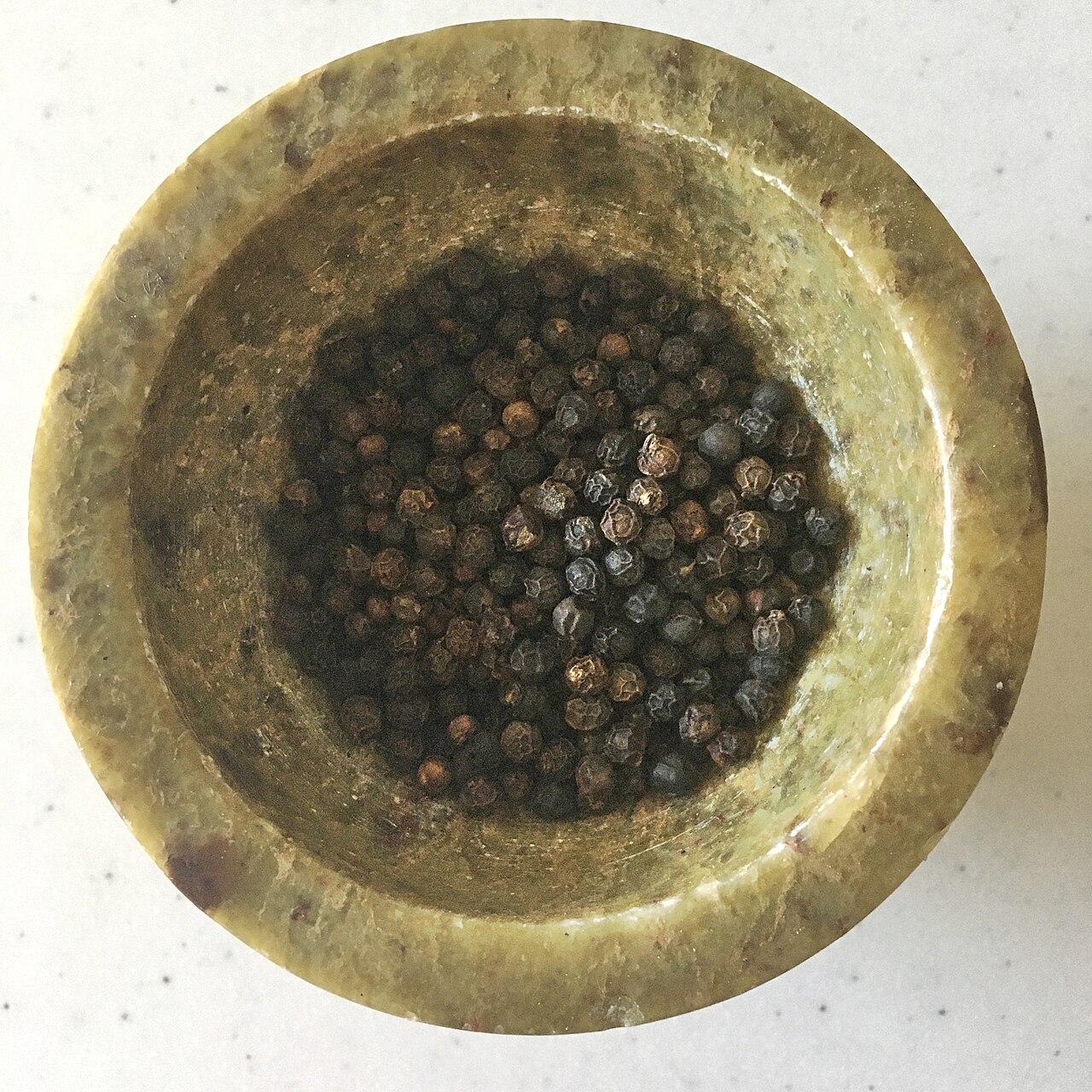 Dried black peppercorns from Kerala, India