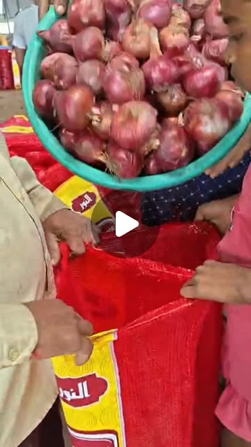Indian red onions packed in branded bags for export to Oman